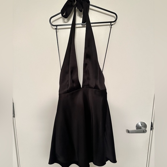 Zara Dresses & Skirts - Zara Black Satin Halter Mini Dress - never worn, size Small (S)